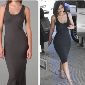 Rib Tank Midi Dress In Olive Drab Enza 